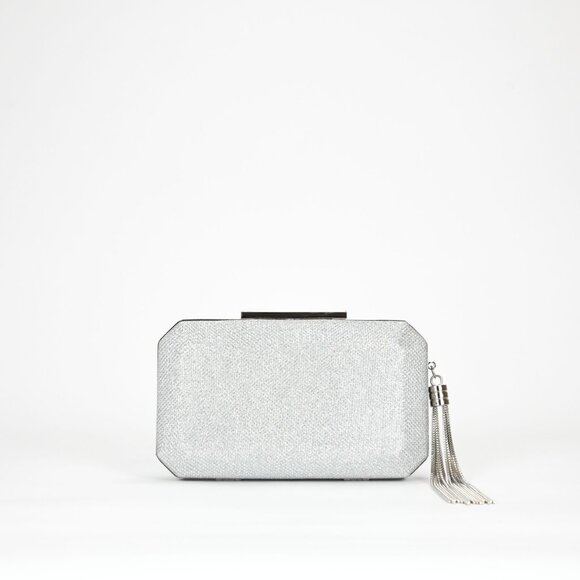 Nina Bellaria Geometric Minaudiere Bag / Clutch with Tassle - Silver - Picture 3 of 8
